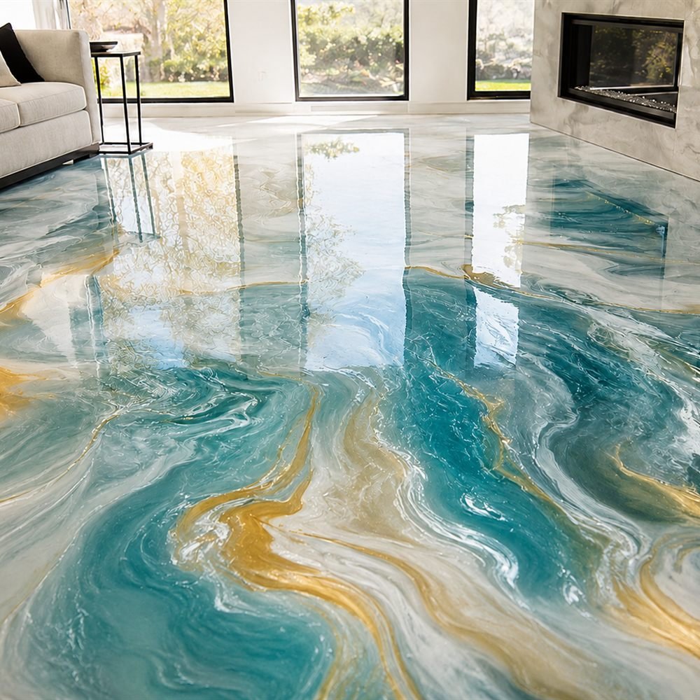 Plancher époxy contour de piscine & patios à Brossard